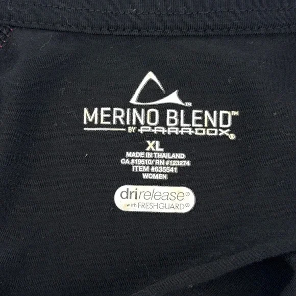 Paradox Merino Blend Quarter Zip Long Sleeve Thumbhole Shirt Base Layer XL Black - Picture 6 of 9